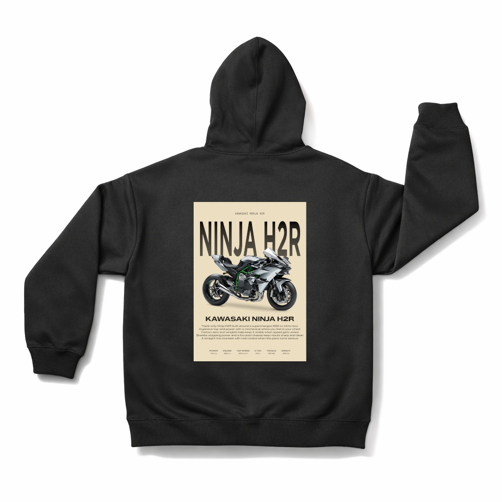Kawasaki Ninja H2R Backprint Hoodie - Spec Card