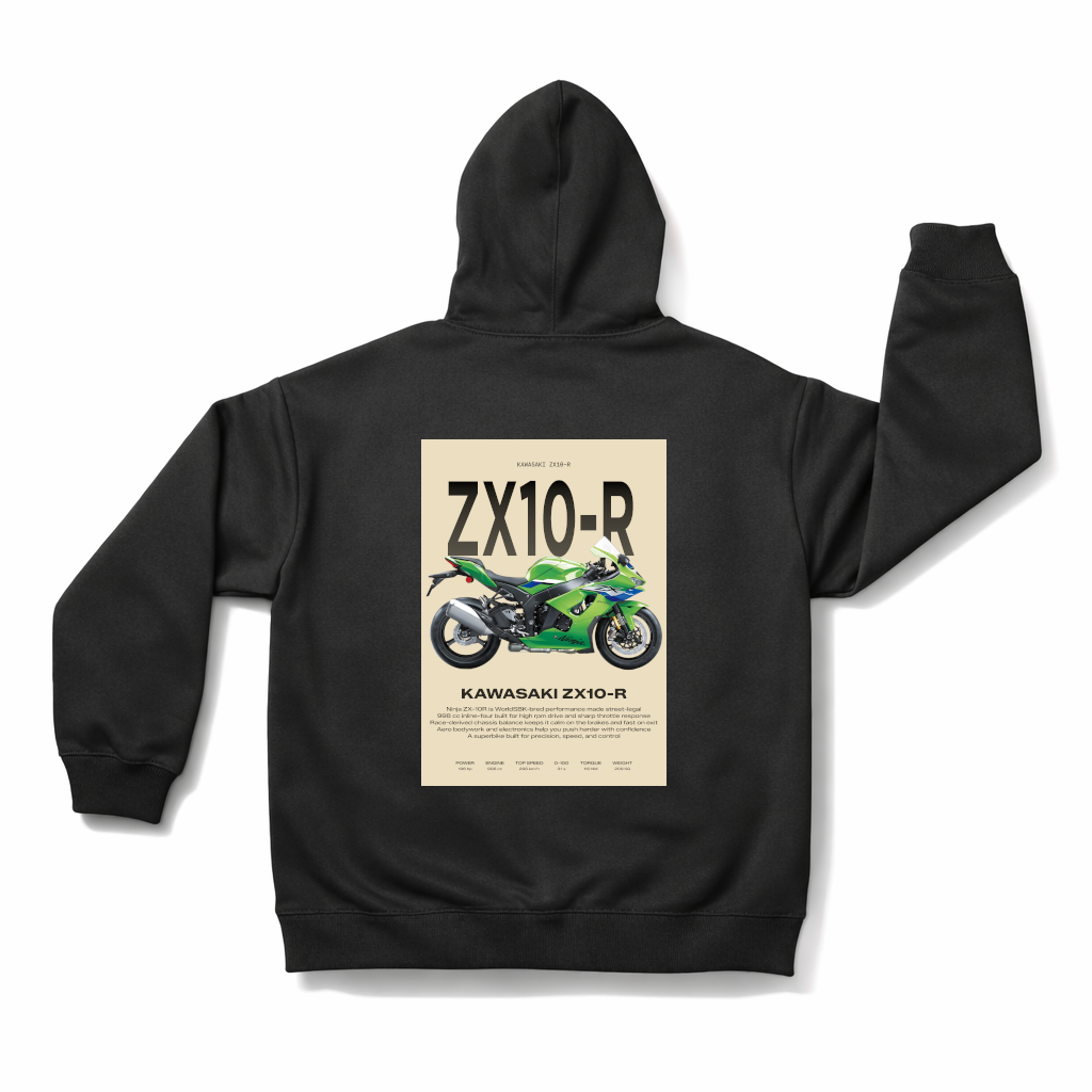 Kawasaki Ninja ZX-10R Backprint Hoodie - Spec Card